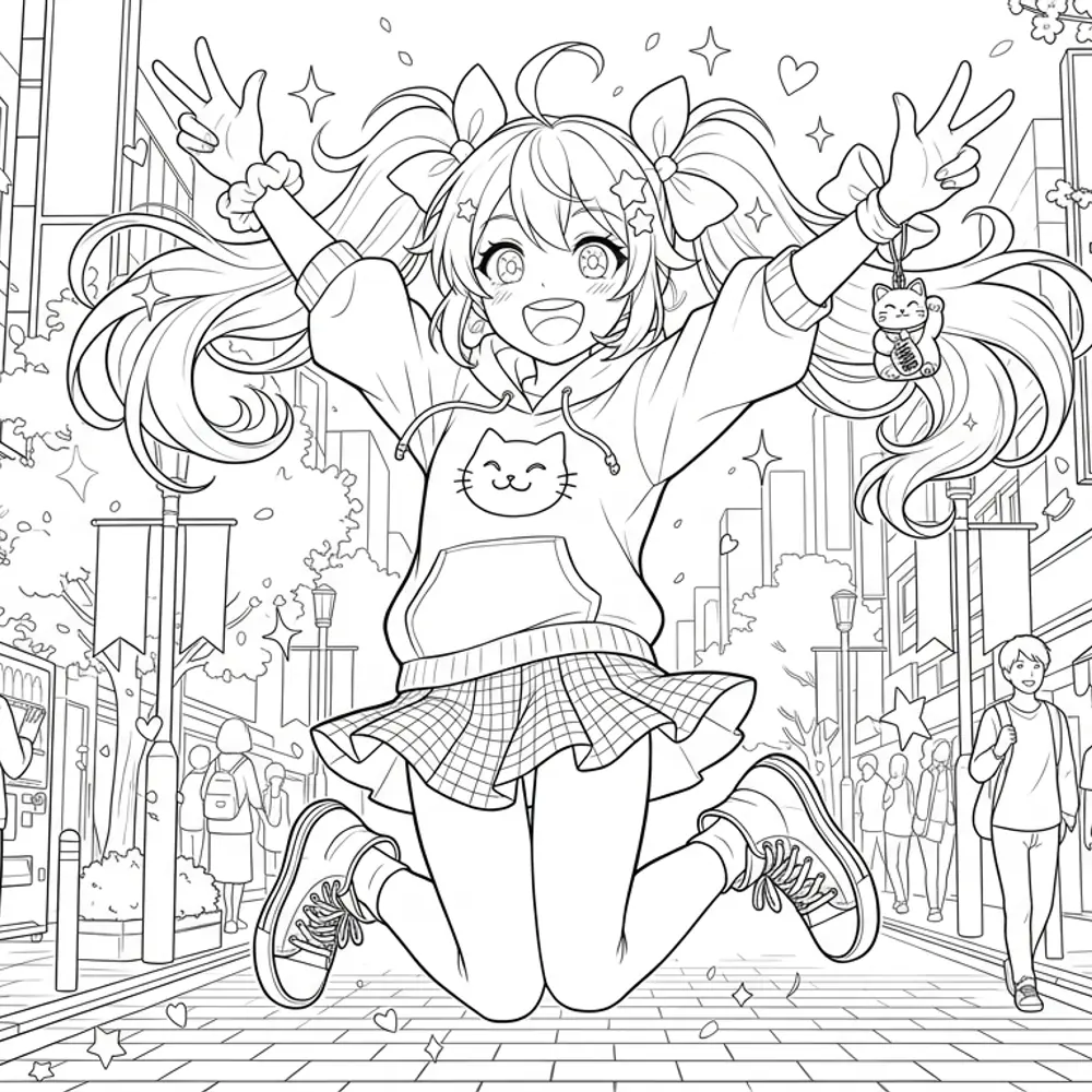 Anime Art to Coloring Page, the sketch SketchWish generated