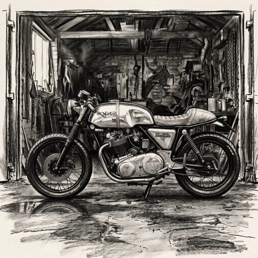 Motorcycle to Charcoal, the sketch SketchWish generated