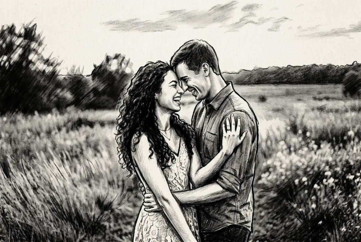 Couple → Charcoal Sketch, the sketch SketchWish generated