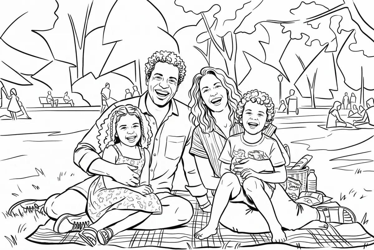 Family → Coloring Page, the sketch SketchWish generated